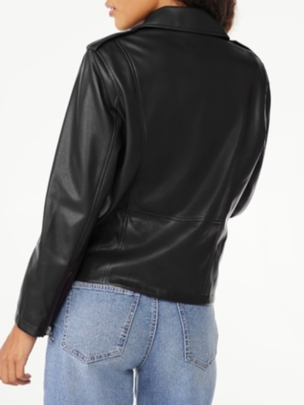Scoop NYC Women’s Black Faux Leather Motorcycle Jacket Size Small (4-6) NWT - Picture 9 of 10